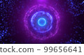 Abstract round purple sphere glowing energy magic molecule with atoms from particles and dots cosmic. Abstract background 99656641