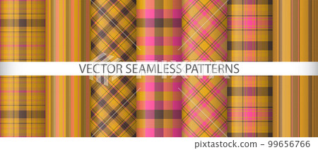 Set vector tartan pattern. Background check textile. Texture fabric plaid seamless. 99656766