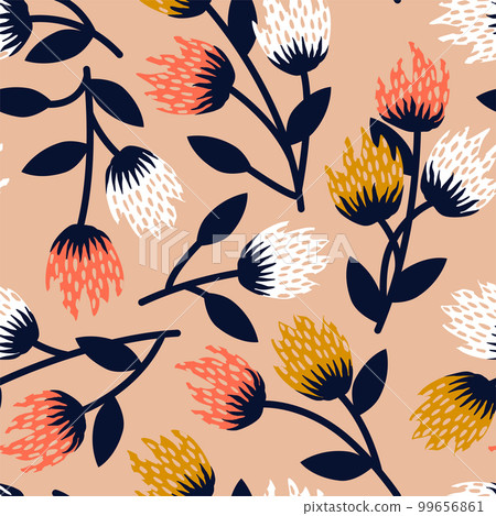 Vector Doodle Drawing Abstract Floral Seamless Surface Pattern for Products or Wrapping Paper Prints. Vector Doodle Drawing Abstract Floral Seamless Surface Pattern for Products or Wrapping Paper Prints. 99656861