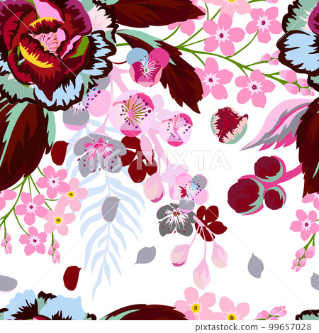 Seamless pattern spring flowers. Vector illustration 99657028