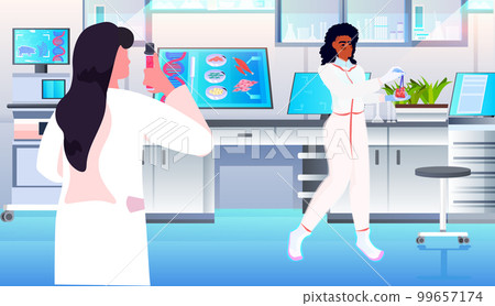 scientists analyzing cultured red raw meat artificial lab grown meat production concept modern laboratory interior scientists analyzing cultured red raw meat artificial lab grown meat production concept modern laboratory interior 99657174
