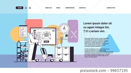 businessman sending or receiving letters email inbox message notification new unread mail business communication 99657195