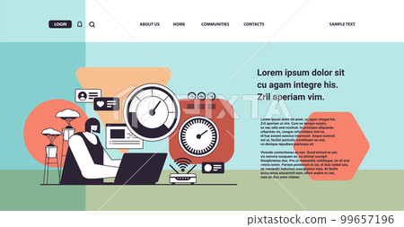 businesswoman working on laptop with stress scale emotional overload stress level increased productivity businesswoman working on laptop with stress scale emotional overload stress level increased productivity 99657196