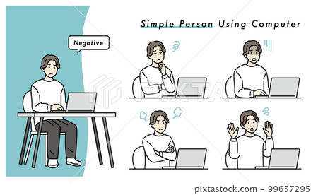Illustration set of a man working on a personal computer 99657295