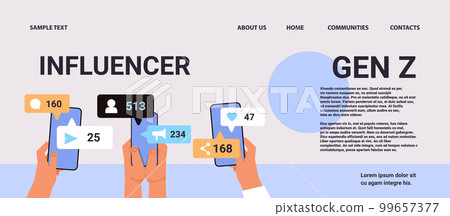social media influencers using smartphones generation Z lifestyle concept new demography trend with progressive youth gen 99657377