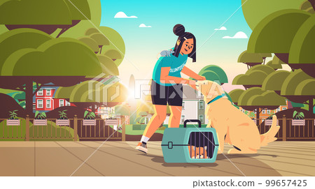 young woman volunteer with dog and rat animals generation Z lifestyle concept horizontal young woman volunteer with dog and rat animals generation Z lifestyle concept horizontal 99657425