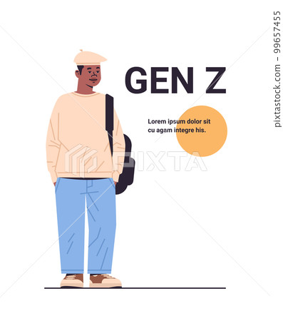 young guy in casual trendy clothes generation Z lifestyle concept new modern demography trend with progressive youth gen 99657455