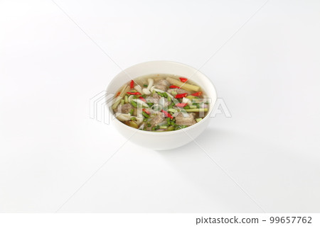 Fresh Ribs Spicy soup, food in a white bowl on 99657762