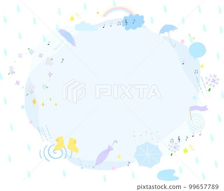 雨季-繡球花與可愛相框-標題手繪粉彩相框矢量素材 雨季-繡球花與可愛相框-標題手繪粉彩相框矢量素材 99657789