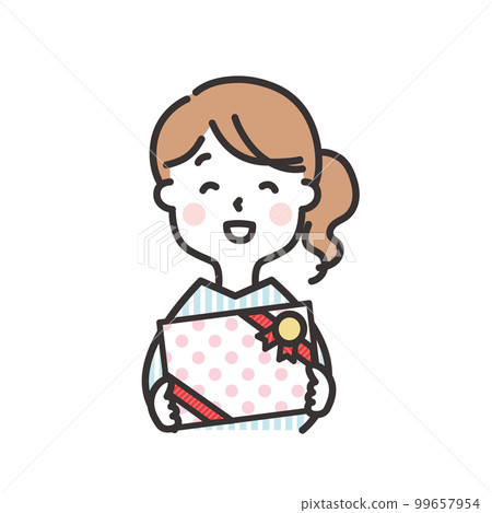 Woman holding a gift box Mother's Day illustration Woman holding a gift box Mother's Day illustration 99657954