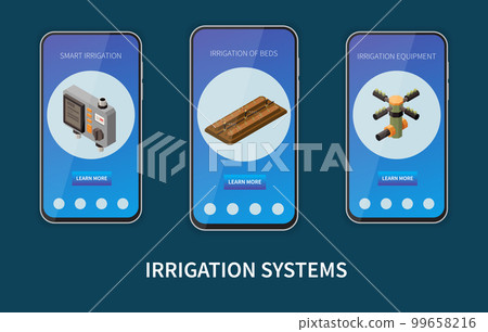Irrigation Systems Isometric Mobile App Irrigation Systems Isometric Mobile App 99658216