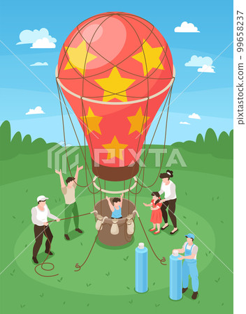 Isometric Hot Air Balloon Concept Isometric Hot Air Balloon Concept 99658237