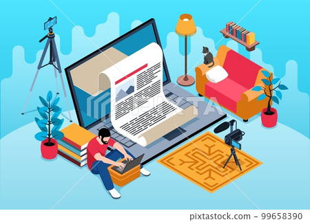 Isometric Journalist Illustration 99658390