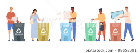 People Sorting Waste Flat 99658391