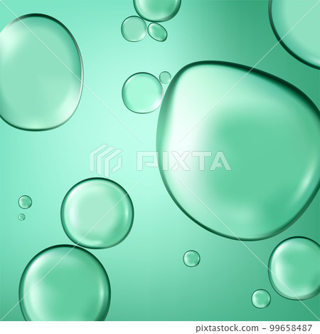 Vector Realistic Macro Beauty and Cosmetics Clear Gel or Foam Bubbles Element 3D Illustration for Poster, Book Cover or Advertisement Background. 99658487