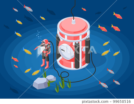 Underwater Explore isometric Composition 99658516
