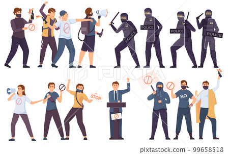 Protest Revolution Flat Set Concept Set 99658518