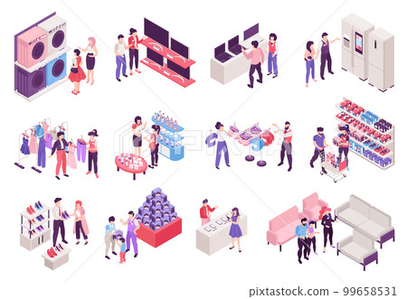 Isometric Shop Assistant Set 99658531