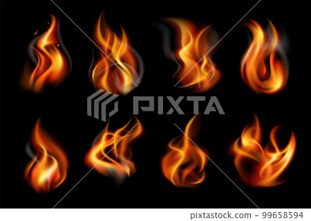 Realistic Flame Fire Icon Set 99658594