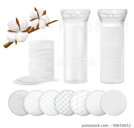 Realistic Cosmetic Cotton Pads Icon Set 99658652