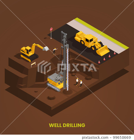 Well Drilling Isometric Composition Well Drilling Isometric Composition 99658669