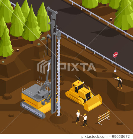 Isometric Well Drilling Illustration 99658672