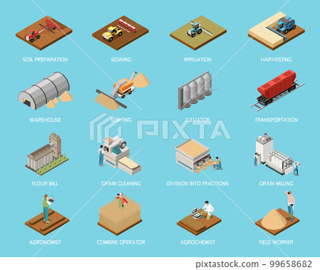 Wheat Grain Industry Isometric Set Wheat Grain Industry Isometric Set 99658682