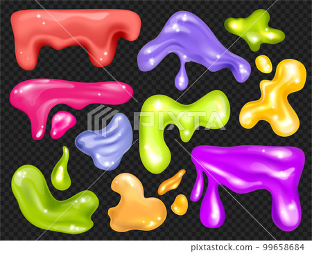 Realistic Glitter Slime Background Transparent Icon Set 99658684