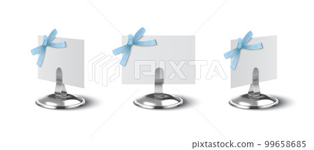 White Paper Place Cards On Metal Holder White Paper Place Cards On Metal Holder 99658685