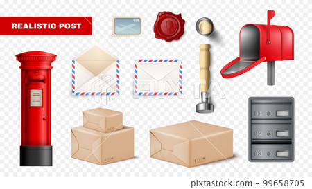 Realistic Post Transparent Icon Set Realistic Post Transparent Icon Set 99658705