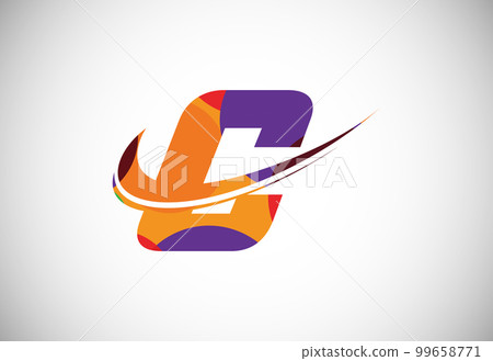 Polygonal low poly letter C with a swoosh logo. Modern vector logotype for business and company identity. 99658771