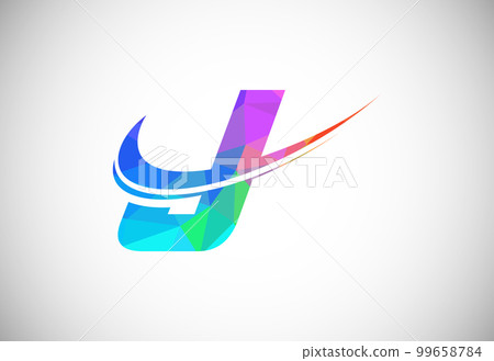 Polygonal low poly letter J with a swoosh logo. Modern vector logotype for business and company identity. 99658784
