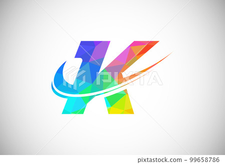 Polygonal low poly letter K with a swoosh logo. Modern vector logotype for business and company identity. 99658786