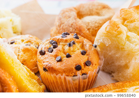 baked chocolate chip muffin baked chocolate chip muffin 99658840