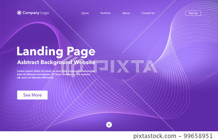 Landing Page. Abstract wave background website. Template for websites, or apps. Modern purple design. Abstract vector style 99658951
