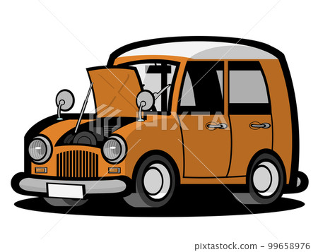 Retro car with open hood 99658976