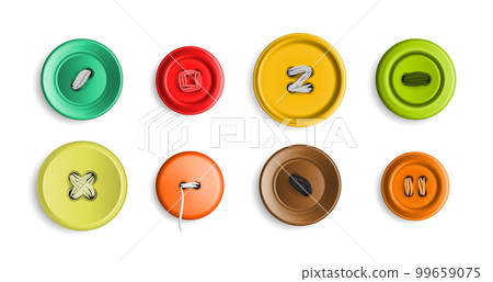 Realistic Sewing Clothing Buttons Icon Set Realistic Sewing Clothing Buttons Icon Set 99659075