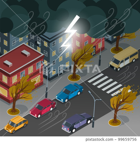 Colored Isometric Storm Weather Concept 99659756