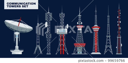 Modern Telecommunication Towers Set Modern Telecommunication Towers Set 99659766