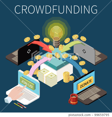 Crowdfunding Isometric Concept Crowdfunding Isometric Concept 99659795