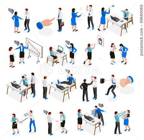 Bad Boss Isometric Icon Set 99660068
