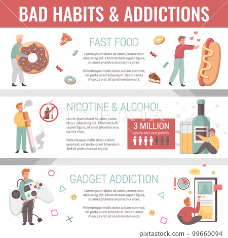 Bad Habits Infographics Set 99660094