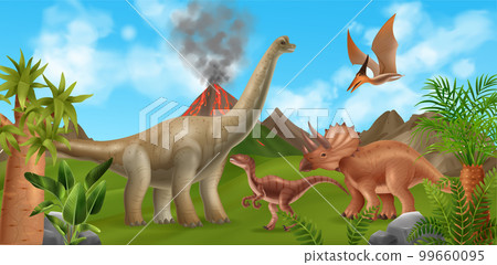 Realistic Dinosaurs Illustration 99660095