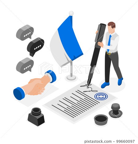 Diplomacy And Diplomat Colored Isometric Concept Diplomacy And Diplomat Colored Isometric Concept 99660097