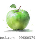 Beautiful ripe green apple isolated on white background. Watercolor illustration 99660379