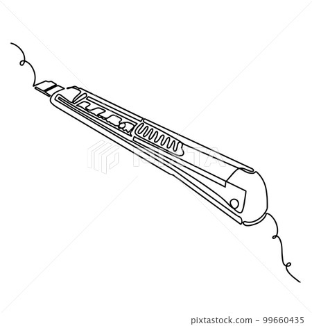 Stationery knife in one line. Vector illustration isolated on white background Stationery knife in one line. Vector illustration isolated on white background 99660435