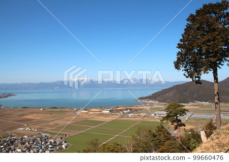 Lake Biwa and the Hira mountain range seen from Mt. Hachiman 99660476
