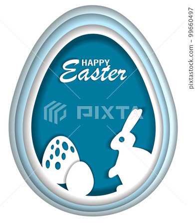 Happy easter paper cut greeting card. Vector illustration 99660497