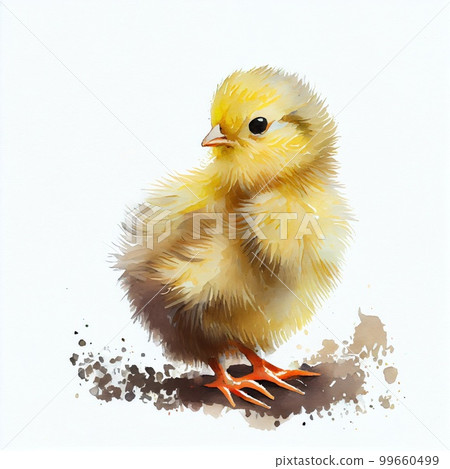 Portrait of a cute chick, watercolor illustration 99660499