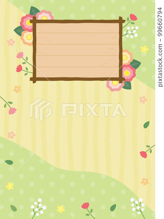 Garden image flower and tree frame _ A4 vertical green 99660794